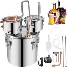 sans marque Distillateur Alambic Cuivre 19L Pompe Condenseur Thermomètre Eau et