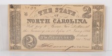 1861 $2 The State of North Carolina - Raleigh Obsolete Note