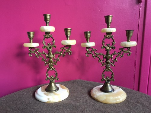 Antique pair alabaster - antique, of