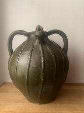 old large oil jug in green glazed earth, beauronne, perigord