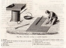 1890 ENGRAVING INDUSTRY ASPHALT LAYING TILE COMPRESS