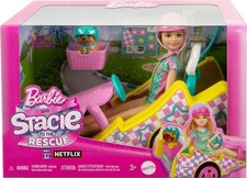 Coffret Barbie Poupée Stacie avec Voiture De Kart, Chien Et Accessoires