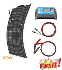 Panneau solaire 100W flexible + régulateur 12V camping-car van bateau kit