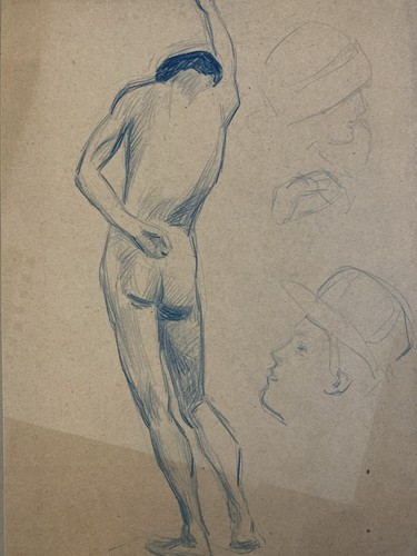 Ancien beau dessin 1910 - dessin, nu