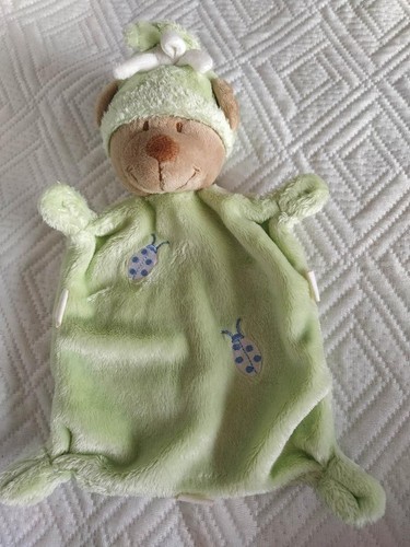 Doudou plat ours - ours, vert