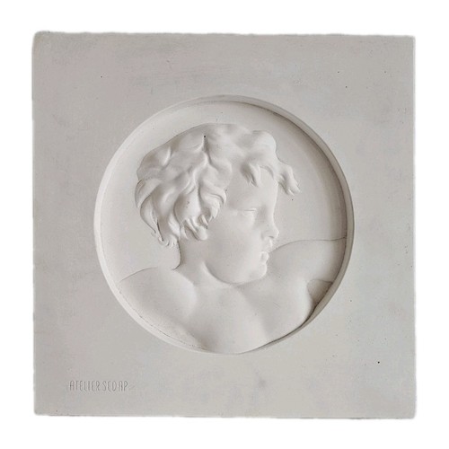 Bas relief platre putto - bas-relief,