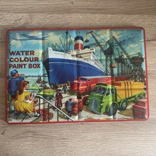 Large Antique Sheet Metal Painting Box - Page London - Empty - 35.5cm x 24.5cm