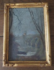 Painting oil on panel landscape dated January 1908