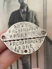 Ancienne Plaque D’identité Dog Tag 1933 Soldat WW2