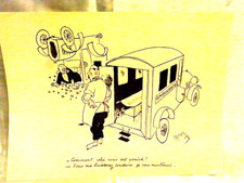 GRAVURE HUMORISTIQUE R. CARRIZEY LITHOGRAPHIE ACCIDENT AMBULANCIER