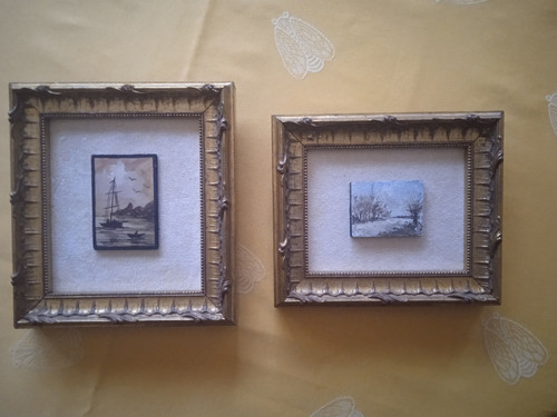 Deux tableaux anciens cadres - tableaux, anciens,