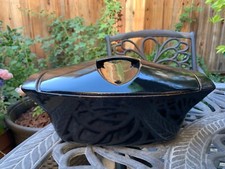 Le Creuset Shiny Black Raymond Loewy Cast Iron Dutch Oven 3.5 Vintage Rare