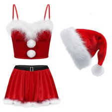 Womens Outfits With A-Line Skirts Christmas Lingerie Sexy Costume Red And White