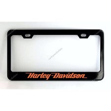 HARLEY DAVIDSON ORANGE ~ Black License Plate Frame - Powder Coated Metal