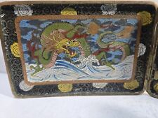 Étui À Cigarettes En Émail Damassé Or Dragon Vintage Japon 7667/2