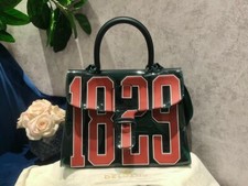AUTH DELVAUX TINTED GREEN LIMITED EDT VINYL 1829 HERO BRILLANT MM BAG