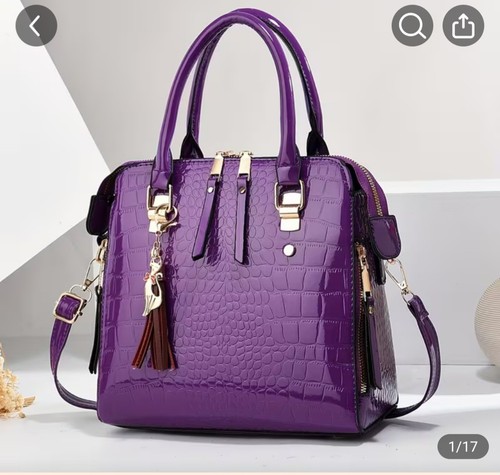 Sac main violet effet croco - à,