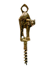Brass "CAT" Decorative Hanging Corkscrew