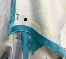 Hermes Paris Le Monde Est Fleuve 90 square silk scarf made in France