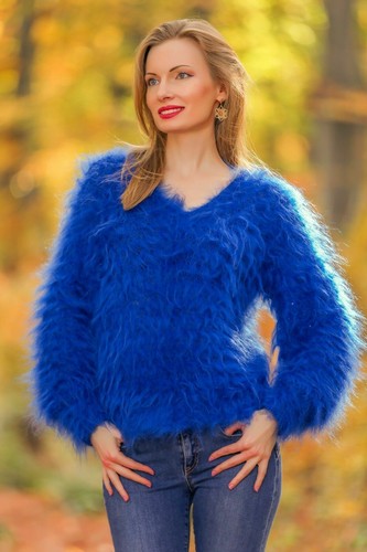 Fuzzy mohair sweater neck - fuzzy,