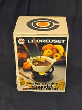 Le Creuset Vintage Chocolate Fondue Set w/ Box – Ceramic Pot, Stand, Forks, NOS