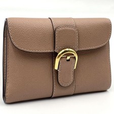 Delvaux Brillon Leather Tri-Fold Wallet with Coin Case Brown