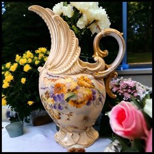 Antique 19th Century Austrian Art Nouveau Porcelain Blackberry Branch Motif Ewer