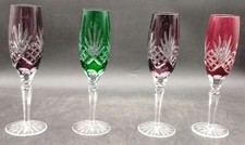 Set Of 4 Ajka Caroline FINE Cut Lead Crystal Champagne Flutes 9" Tall STUNNING!!