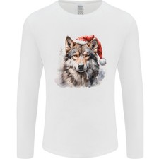 T-Shirt À Manches Longues Pour Hommes Loup De Noël