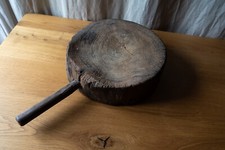 Imposing Antique Wooden Cutting Board Log Folk Art 2kg890