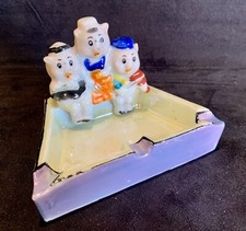 1930s Walt Disney The Three Little Pigs Lustre Bisque Ashtray Japan Ex Cond S73