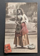 Postcard postcard France girl guitar music old card 0052