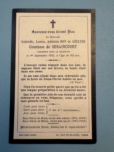 1901 image mortuaire comtesse - 1901,