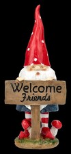 Nain De Jardin Avec Panneau Welcome Friends - Gnome De Bienvenue Cadeau Amusant