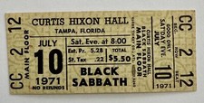 Black Sabbath Concert Ticket 1971 Tampa Florida Golden Green