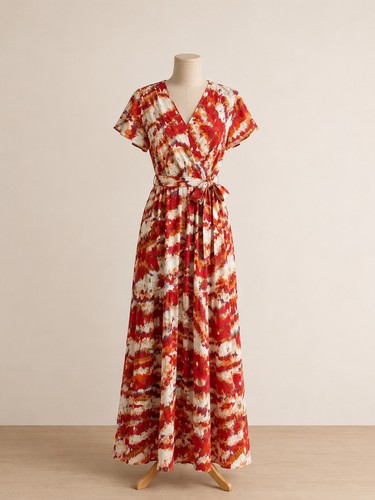 Robe longue cache cœur corail - cache-cœur,