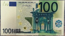 Billet 100 euro - réplique polymère Dorée Feuille d'Or - 100€