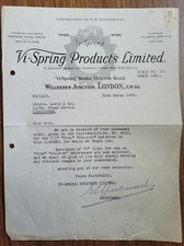 1935 Vi-Spring Products Mattress Willesden Junction London Letter