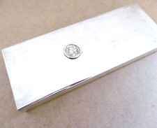 Large Silver Metal Fireplace Matchbox with Decor Medal