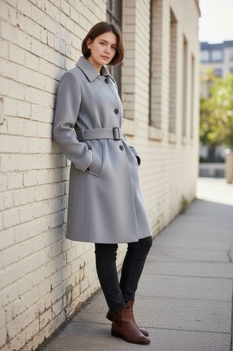 Manteau court avec ceinture - manteau,
