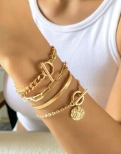 4x Bracelet Femme Doré Or