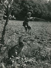 c. 1950 Maurice Baquet, Cellist, Hunting Rabbits Photo by Robert Doisneau