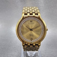 Raymond Weil Fidelio Watch Men 32mm Gold Dial Gold Plated Date 4802 New Battery