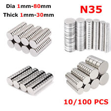 Super Strong Round Disc Magnets Rare Earth NdFeB Magnet N35 Dia 1mm - 80mm