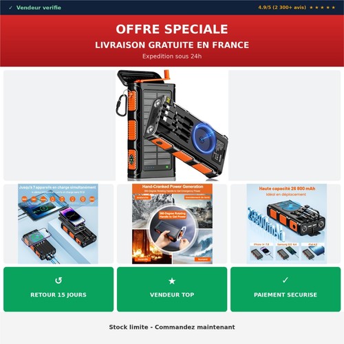 Batterie externe solaire - , 26800