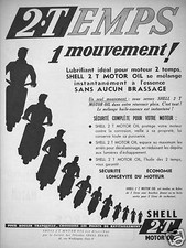 ADVERTISEMENT 1954 SHELL 2.STROKE 1 MOVEMENT LUBRICANT ENGINE 2 STROKE - SCOOTER
