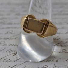 Bague Chevalière Plaqué Or Tank 1920 Ancienne Époque Art Déco TTD58