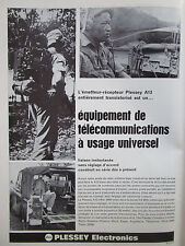 11/1966 PUB PLESSEY ELECTRONICS TRANSMITTER RECEIVER A13 LAND ROVER FRENCH AD