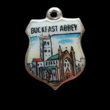 Vintage enamelled Sterling Silver Buckfast Abbey Travel shield charm souvenir 