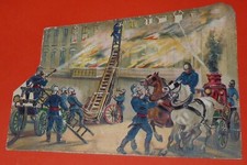 LARGE CHROME DECOUPI 1875-1885 FIREFIGHTERS FIRE INTERVENTION SCALE / Embossed